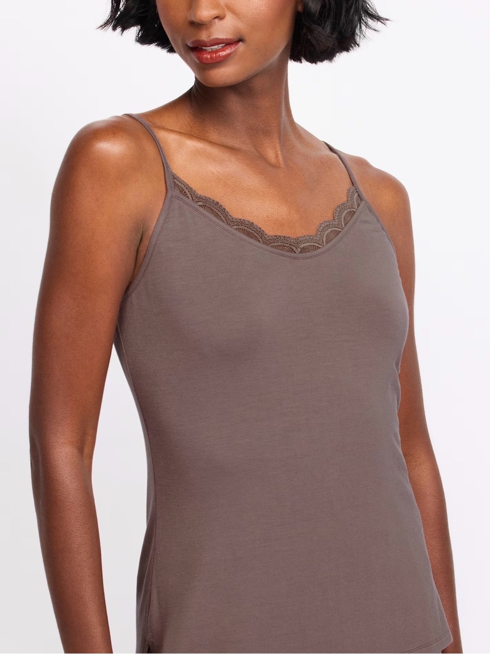 Awhile Dreamcool Adjustable Lace Tank Top Sleep - Espresso - M